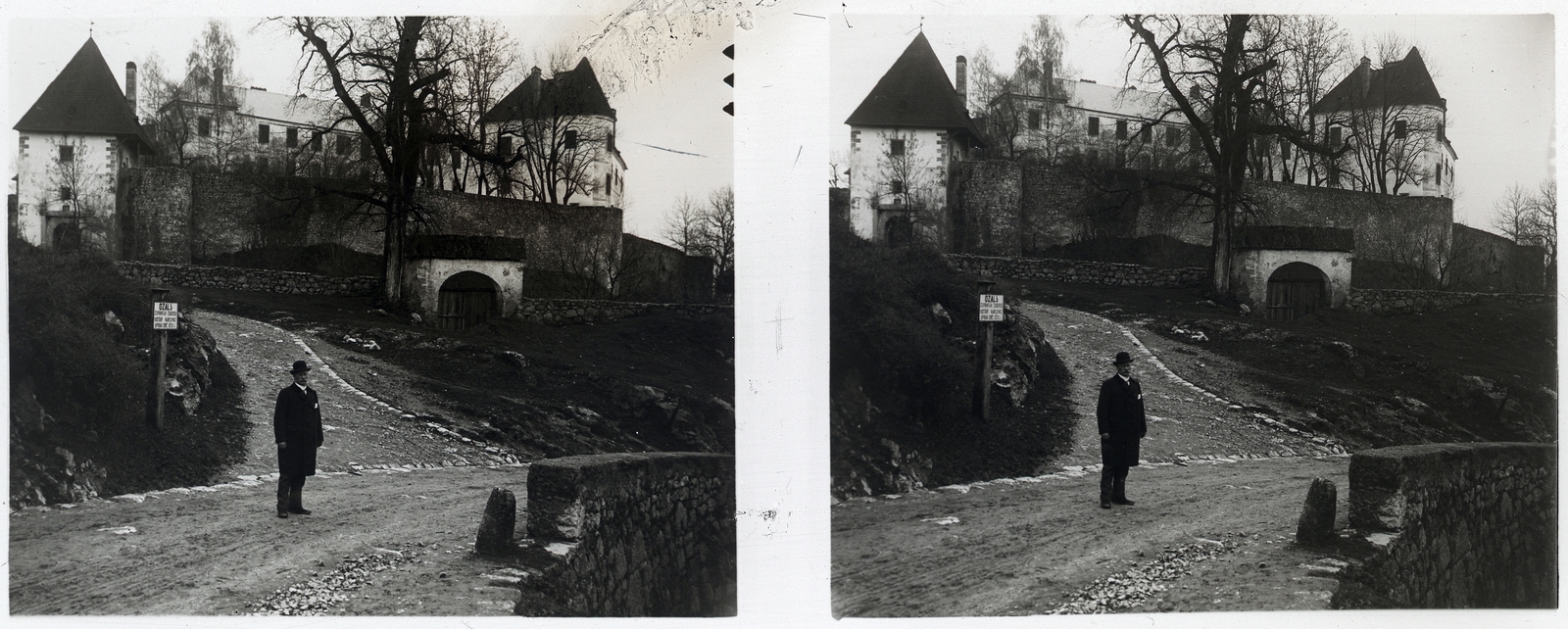 Croatia, Ozalj, a Kulpa folyó partján emelkedő sziklán Ozaly vára., 1913, Schoch Frigyes, stereophoto, Fortepan #27608