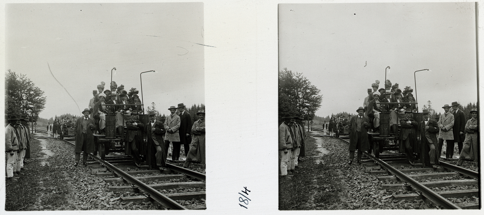 1910, Schoch Frigyes, railway, tableau, railway handcar, stereophoto, Fortepan #27616