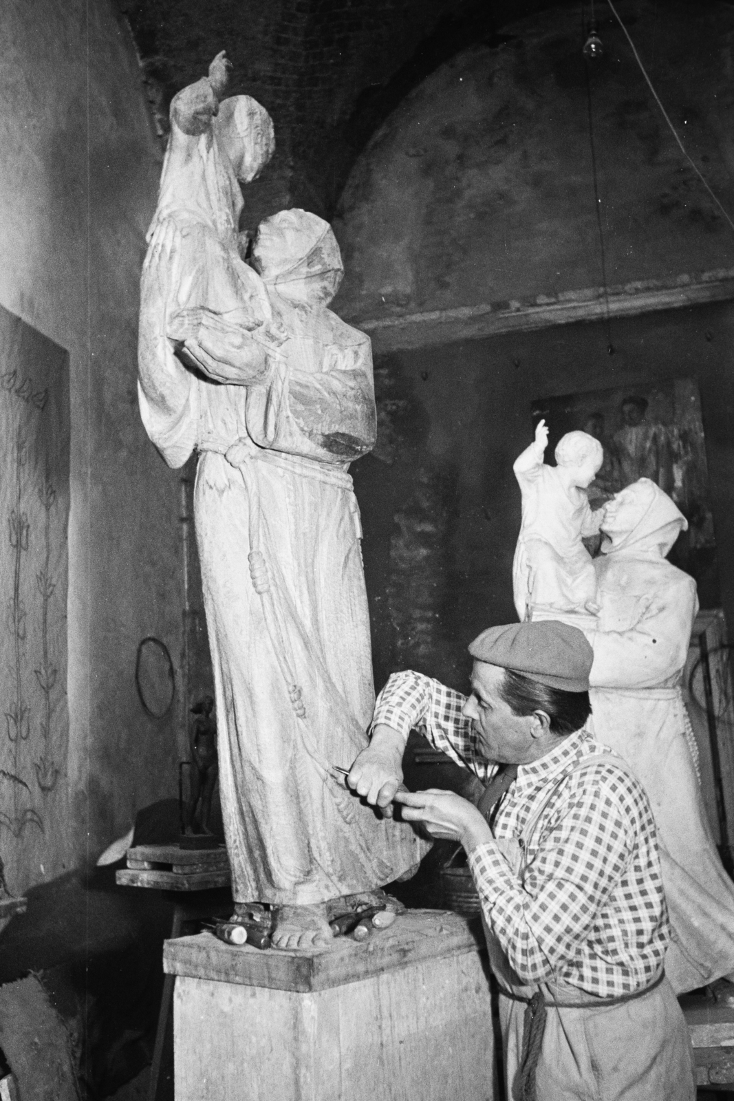 1954, Hámori Gyula, szobrász, szobor, Fortepan #276198
