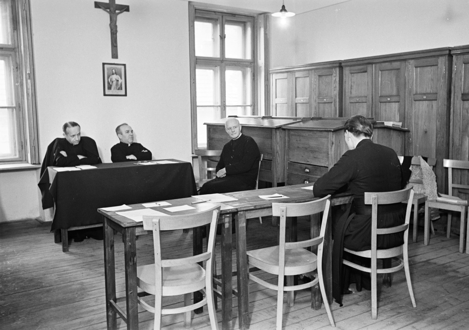 1956, Hámori Gyula, priest, exam, Fortepan #276279