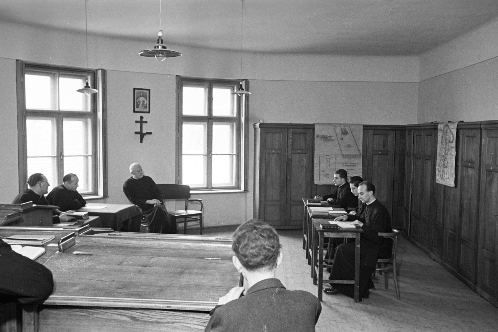 1956, Hámori Gyula, priest, exam, Fortepan #276280