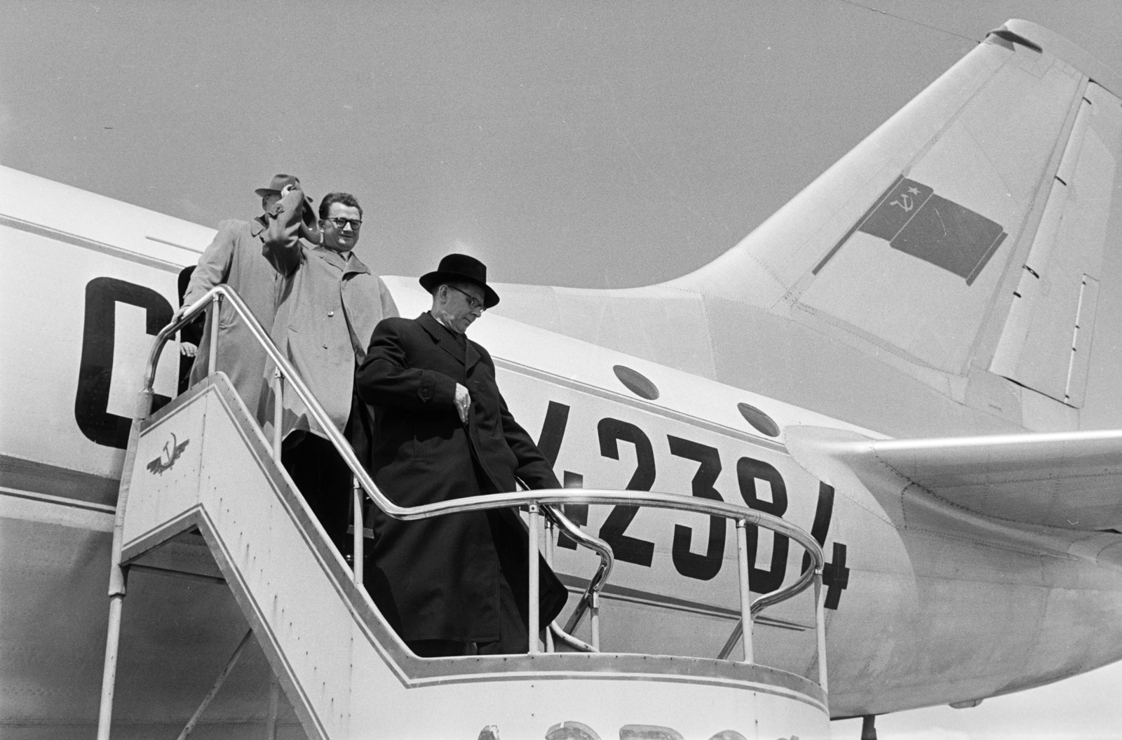 1960, Hámori Gyula, aircraft steps, airplane, Aeroflot airlines, Fortepan #276378