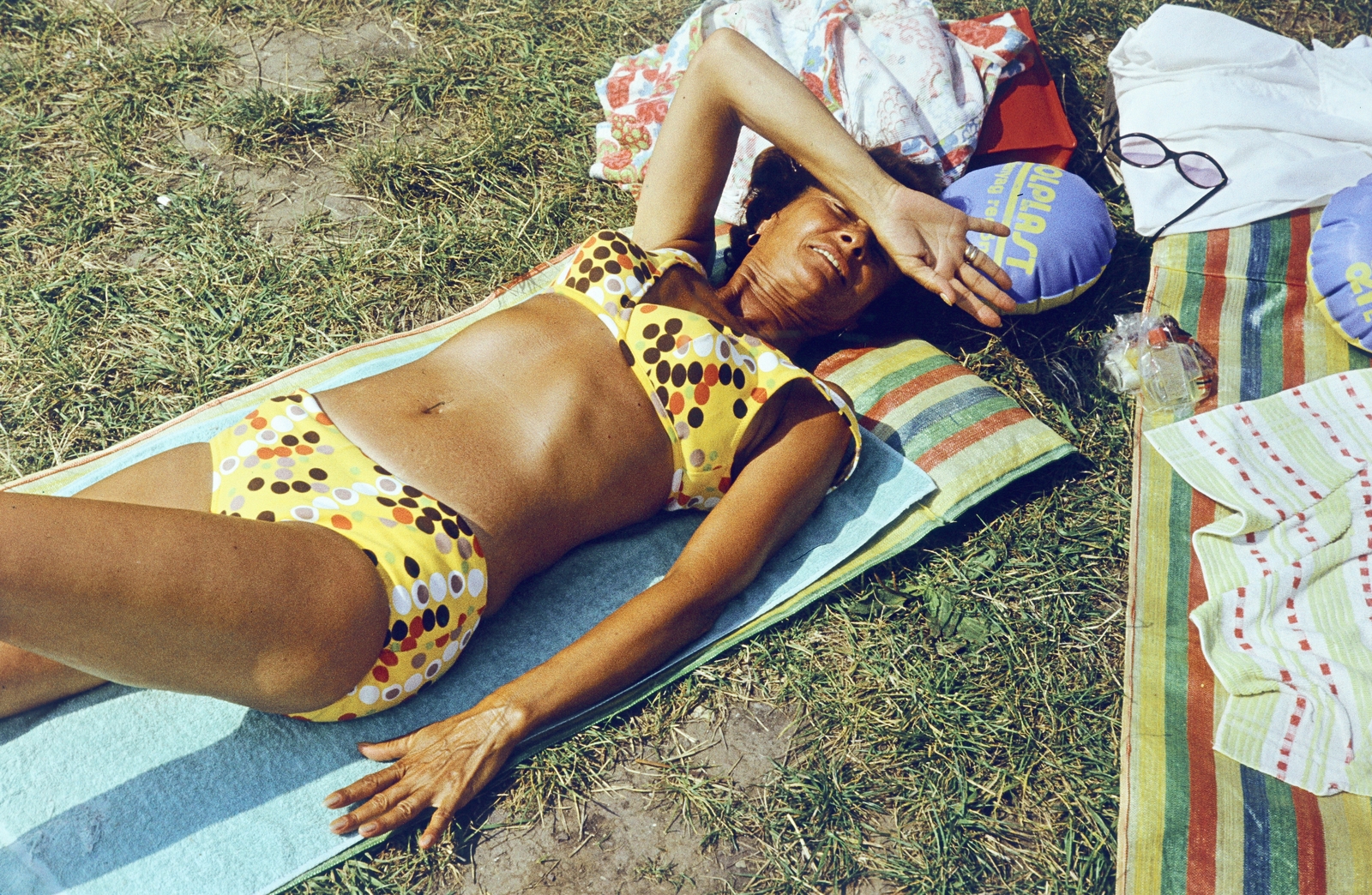 1973, Monoki Miklós, bathing suit, sunbathe, Fortepan #276926