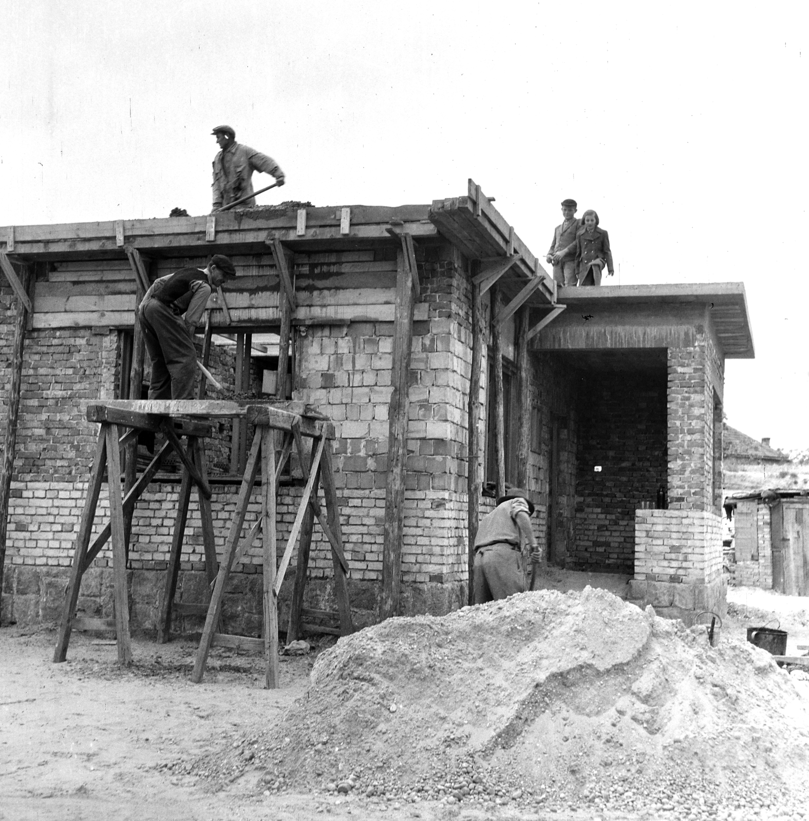 1961, Németh Tamás, construction, scaffolding, Fortepan #276980