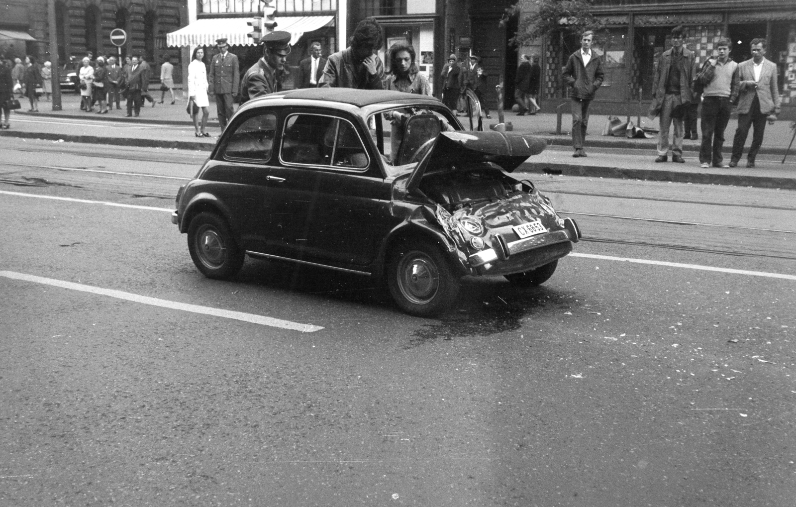1970, Obetkó Miklós, wreck, accident, number plate, Fortepan #277059