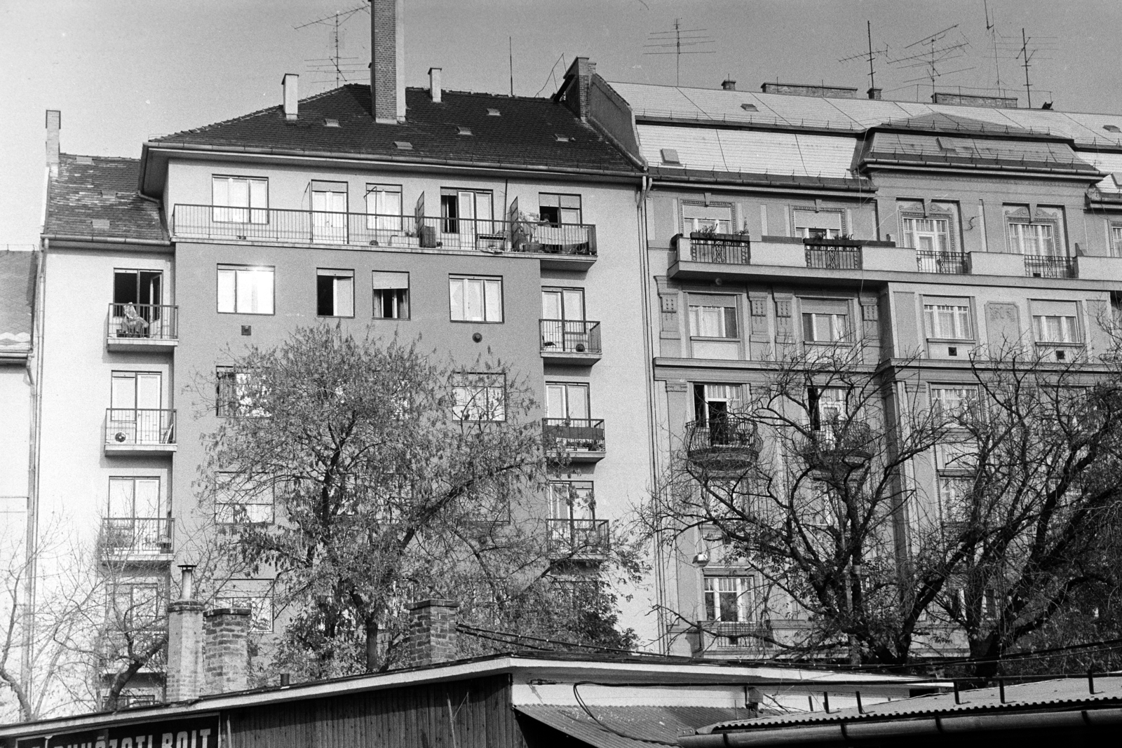 Hungary, Budapest XIII., Lehel (Élmunkás) tér, a felvétel a piacon készült, háttérben a Bulcsú utca melletti épületek., 1980, Obetkó Miklós, Budapest, Fortepan #277129