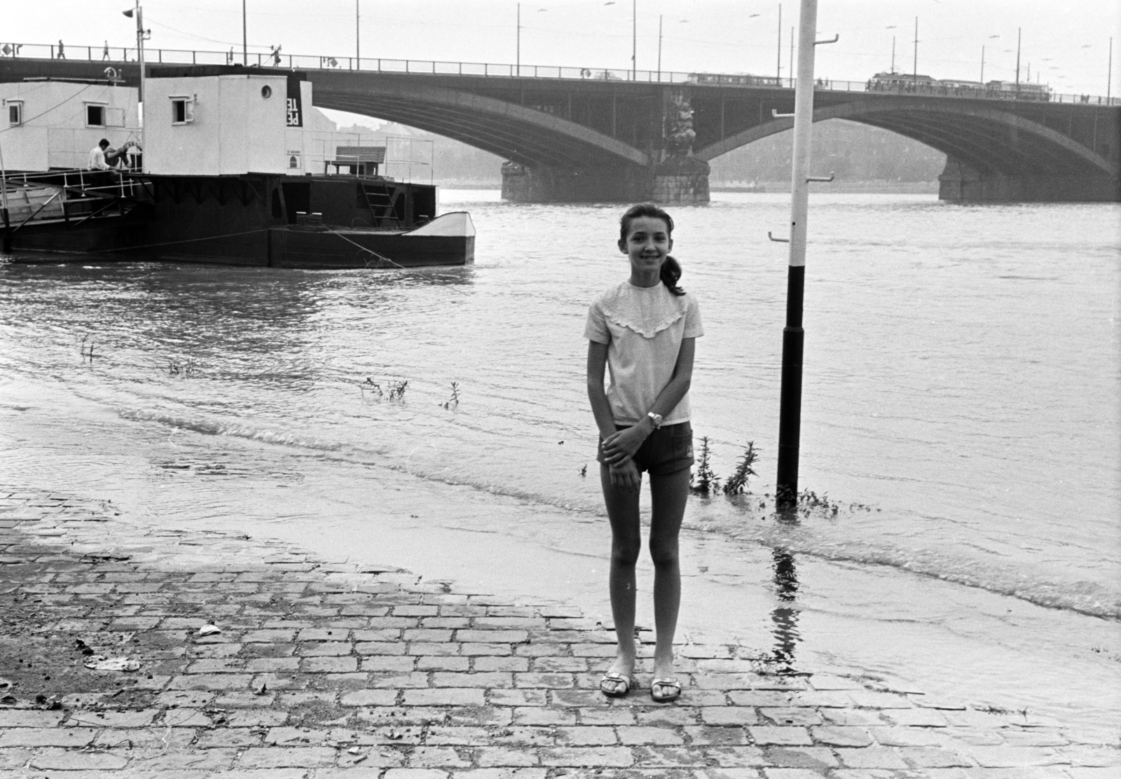 1968, Obetkó Miklós, wharf, Danube, flood, Fortepan #277295