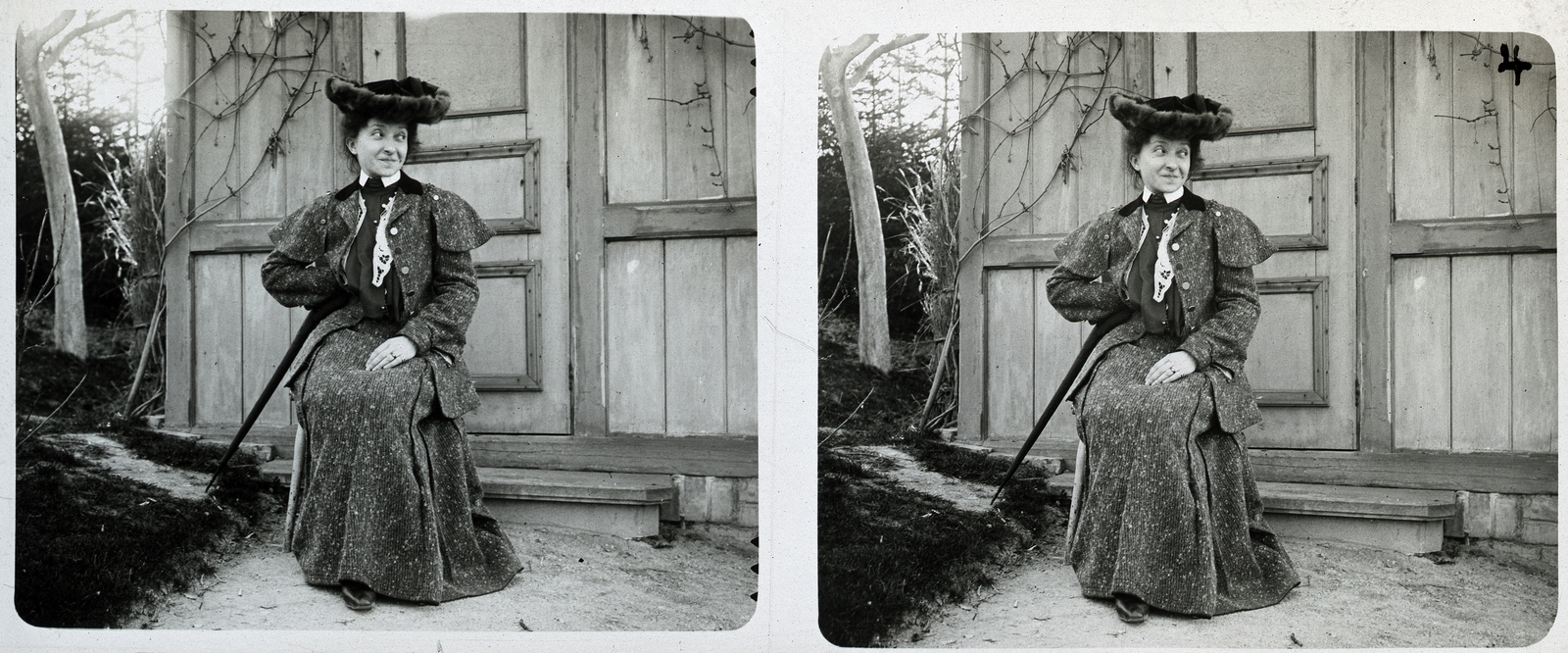 Hungary, Budapest I., nyaraló a Bérc utca környékén., 1904, Schoch Frigyes, portrait, fashion, hat, stereophoto, Budapest, Fortepan #27756