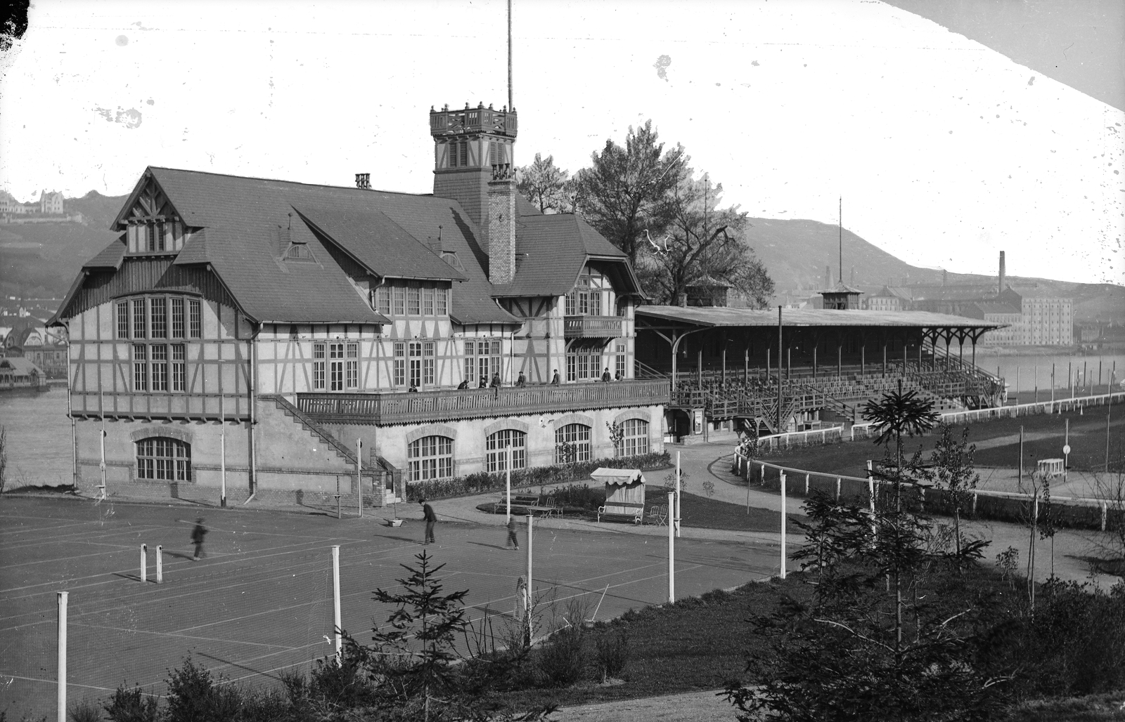 Magyarország, Budapest. Sporthaus mit Stadion und Rennbahn auf der Margareteninsel, 1905, Deutsche Fotothek / Brück und Sohn, nézőtér, sportpálya, Fortepan #277729