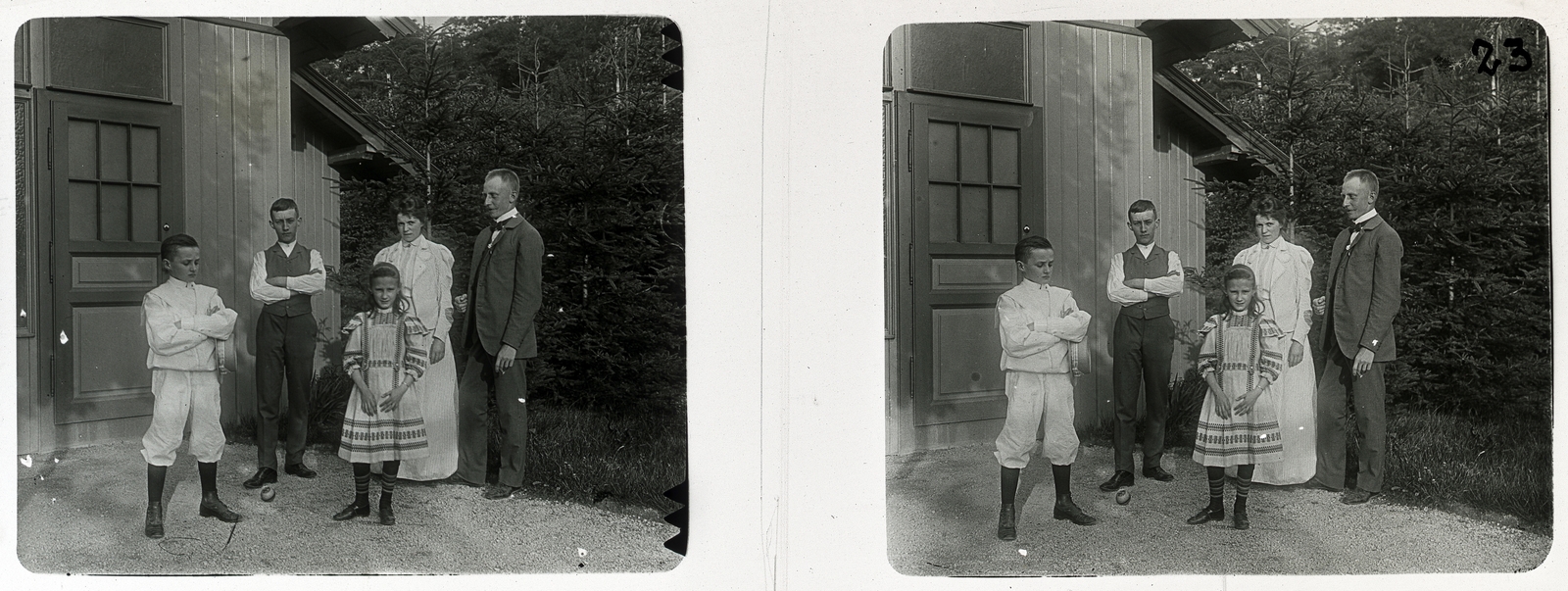 Magyarország, Gellérthegy, Budapest I., nyaraló a Bérc utca környékén., 1903, Schoch Frigyes, család, nyaraló, sztereófotó, Budapest, Fortepan #27773