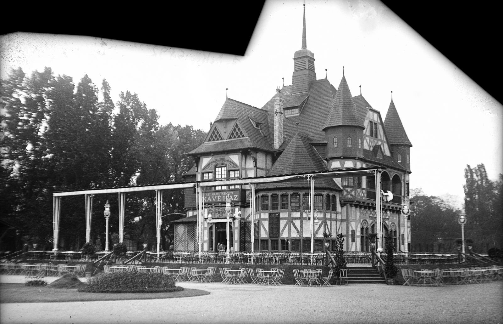 Magyarország, Budapest. Cafehaus Margareteninsel, 1905, 1905, Deutsche Fotothek / Brück und Sohn, épület, terasz, kávéház, Fortepan #277736
