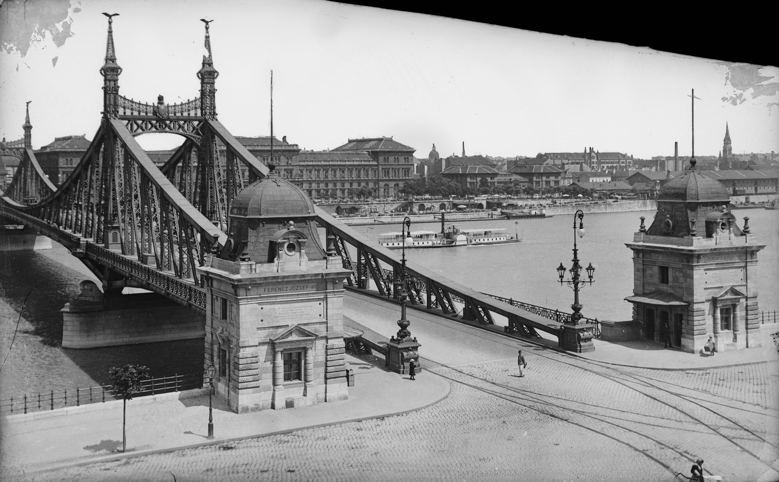 Hungary, Budapest XI., Szent Gellért tér, Szabadság (Ferenc József) híd budai hídfő., 1906, Deutsche Fotothek / Brück und Sohn, Budapest, Fortepan #277780