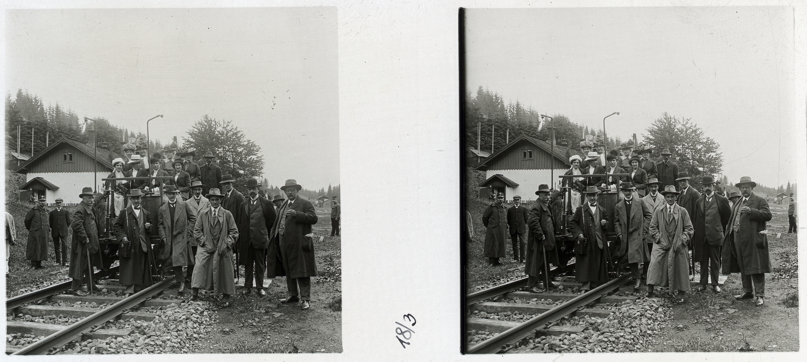 1915, Schoch Frigyes, railway, tableau, railway handcar, stereophoto, Fortepan #27801