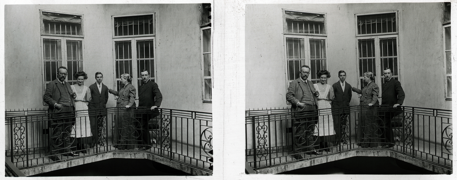 Hungary, Budapest V., Váci utca 55., 1911, Schoch Frigyes, courtyard balcony, stereophoto, Budapest, Fortepan #27811