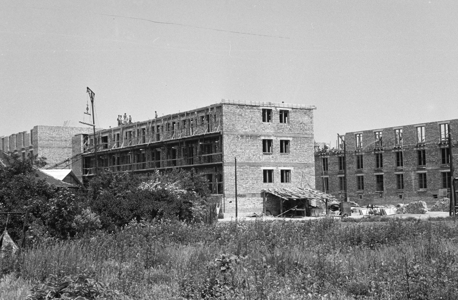 Hungary, Budapest XIV., az Újvilág utca 19/a-b és az Emília utca 18/a-b számú ház építkezése., 1961, Artfókusz, construction, Budapest, Fortepan #278633