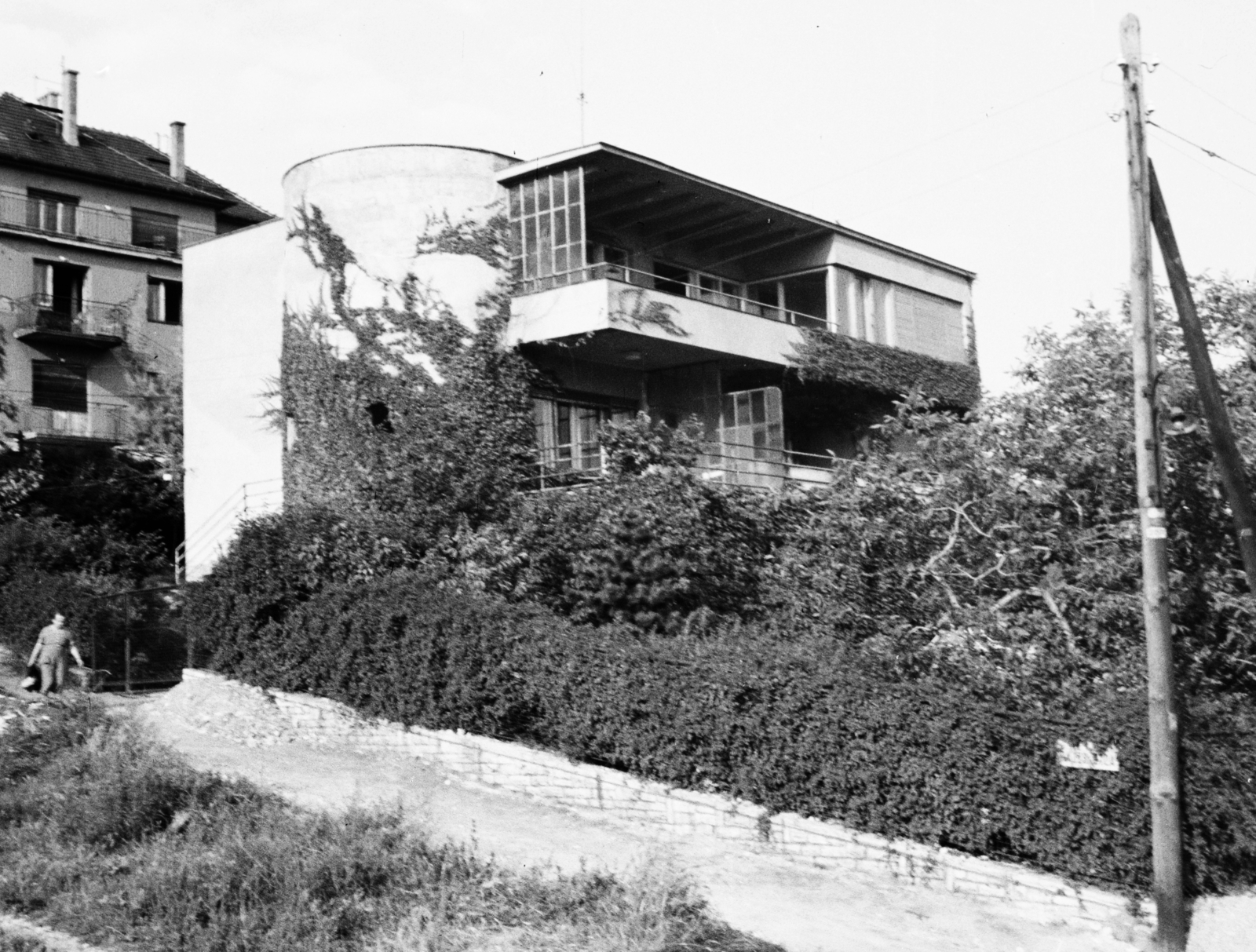 Magyarország, Budapest II., a Berkenye utca 19. számú ház a Pajzs utca felől., 1960, Artfókusz, Fábián József, repkény, bauhaus, Budapest, Fortepan #279019