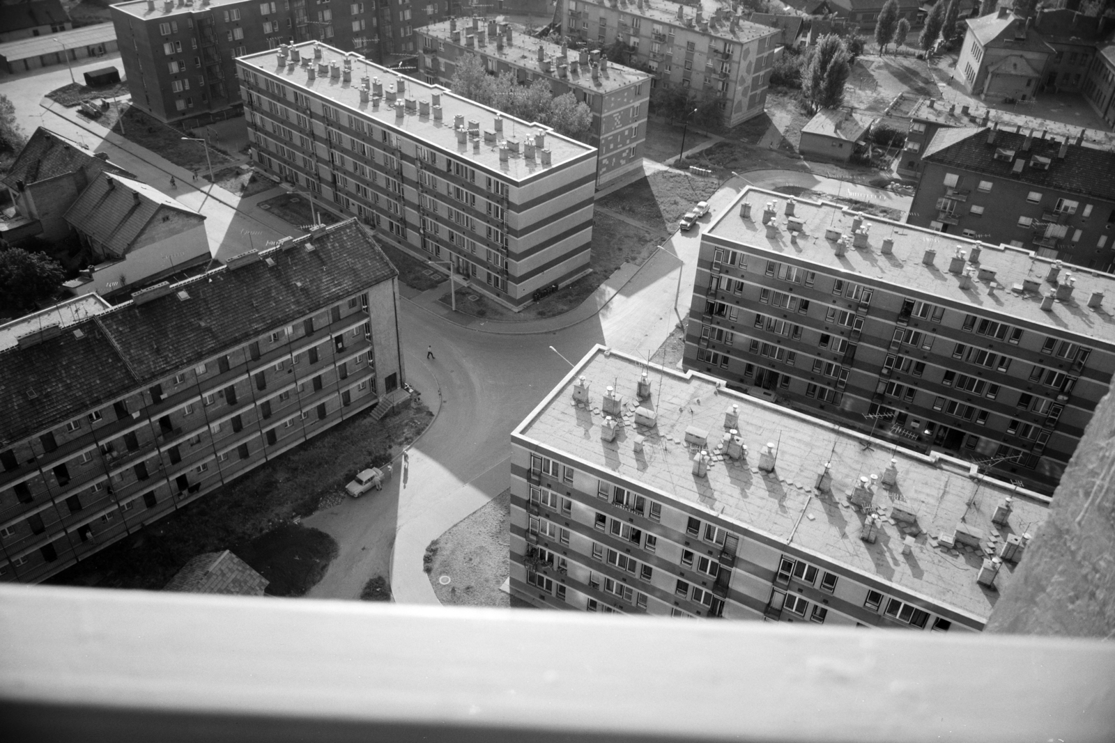 Hungary, Szolnok, kilátás a Várkonyi István téri toronyházból a Kolozsvári utca felé., 1971, Artfókusz, Fortepan #279162