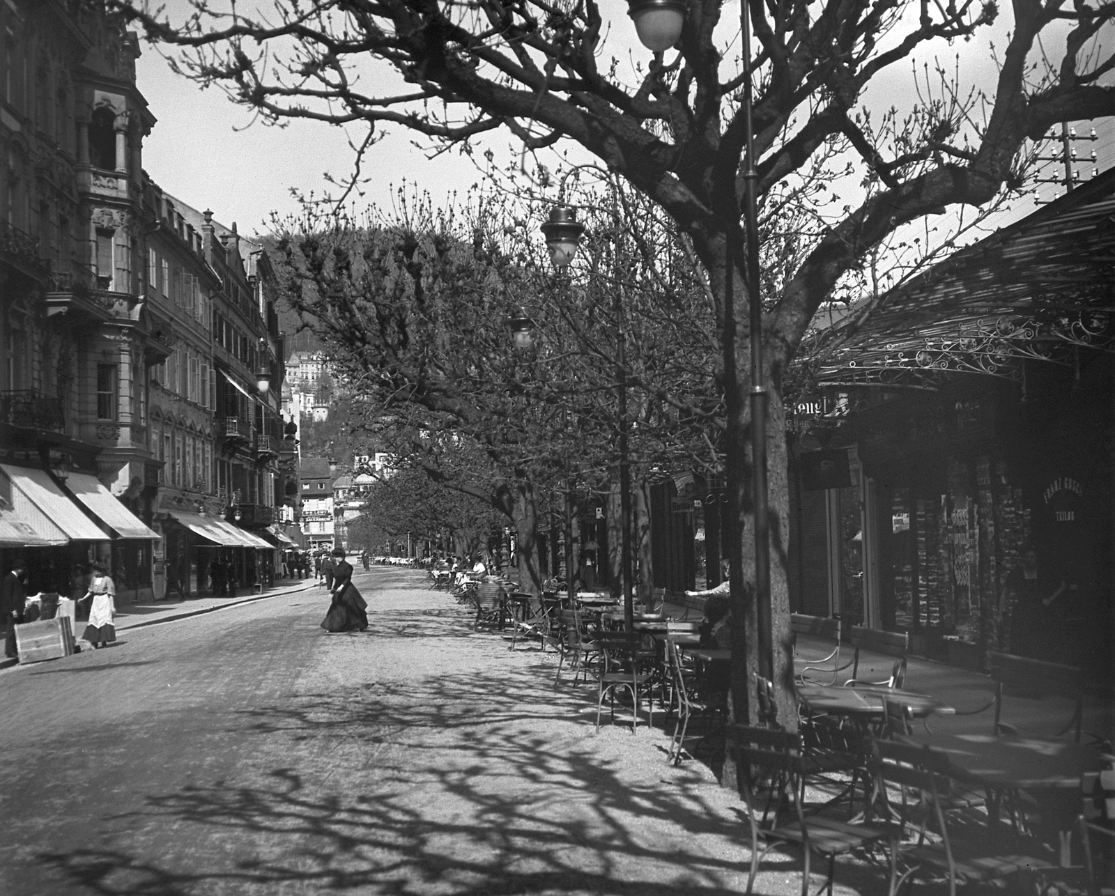Csehország, Karlovy Vary, Stara Louka (Alte Wiese)., 1907, Schoch Frigyes, utcakép, gyógyszálló, Fortepan #27936