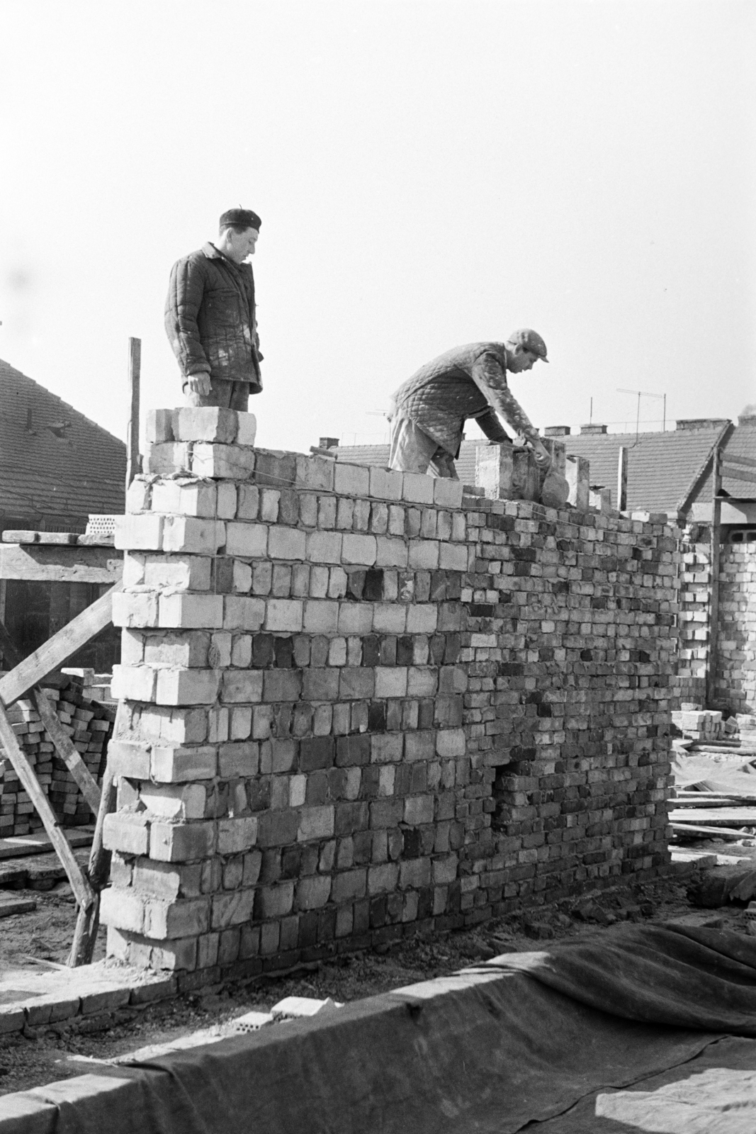 1962, Artfókusz, construction, masonry, brick, mason, Fortepan #279788