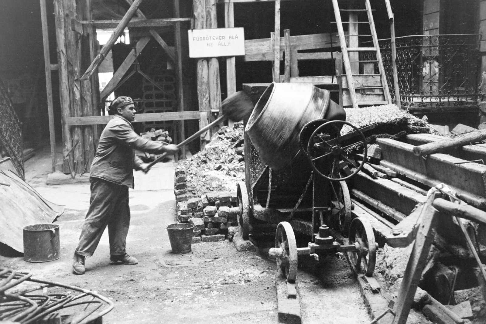 1962, Artfókusz, concrete-mixer, Fortepan #279789