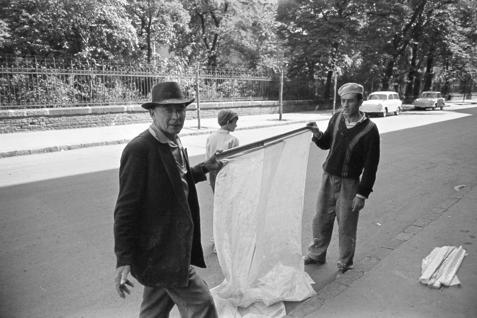 Magyarország, Budapest VI., Bajza utca, háttérben az Epreskert kerítése., 1965, Artfókusz, Fábián József, Budapest, Fortepan #280060