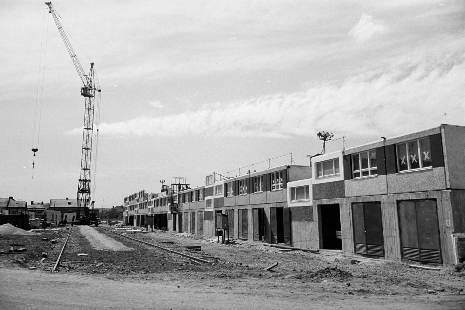 Magyarország, Budapest XI., a Tétényi út 38/a-42/b számú ház építése., 1966, Artfókusz, Fábián József, Budapest, Kelenföldi lakótelep, Fortepan #280367