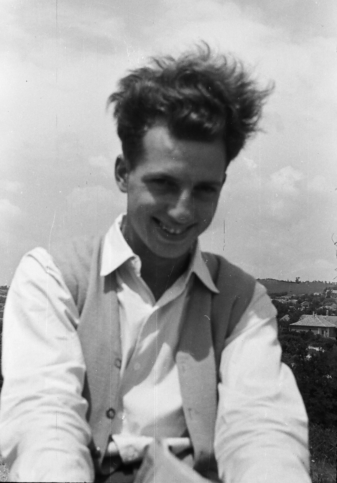 Hungary,Lake Balaton, Tihany, 1959, Umann Kornél, portrait, man, wind, Fortepan #28075