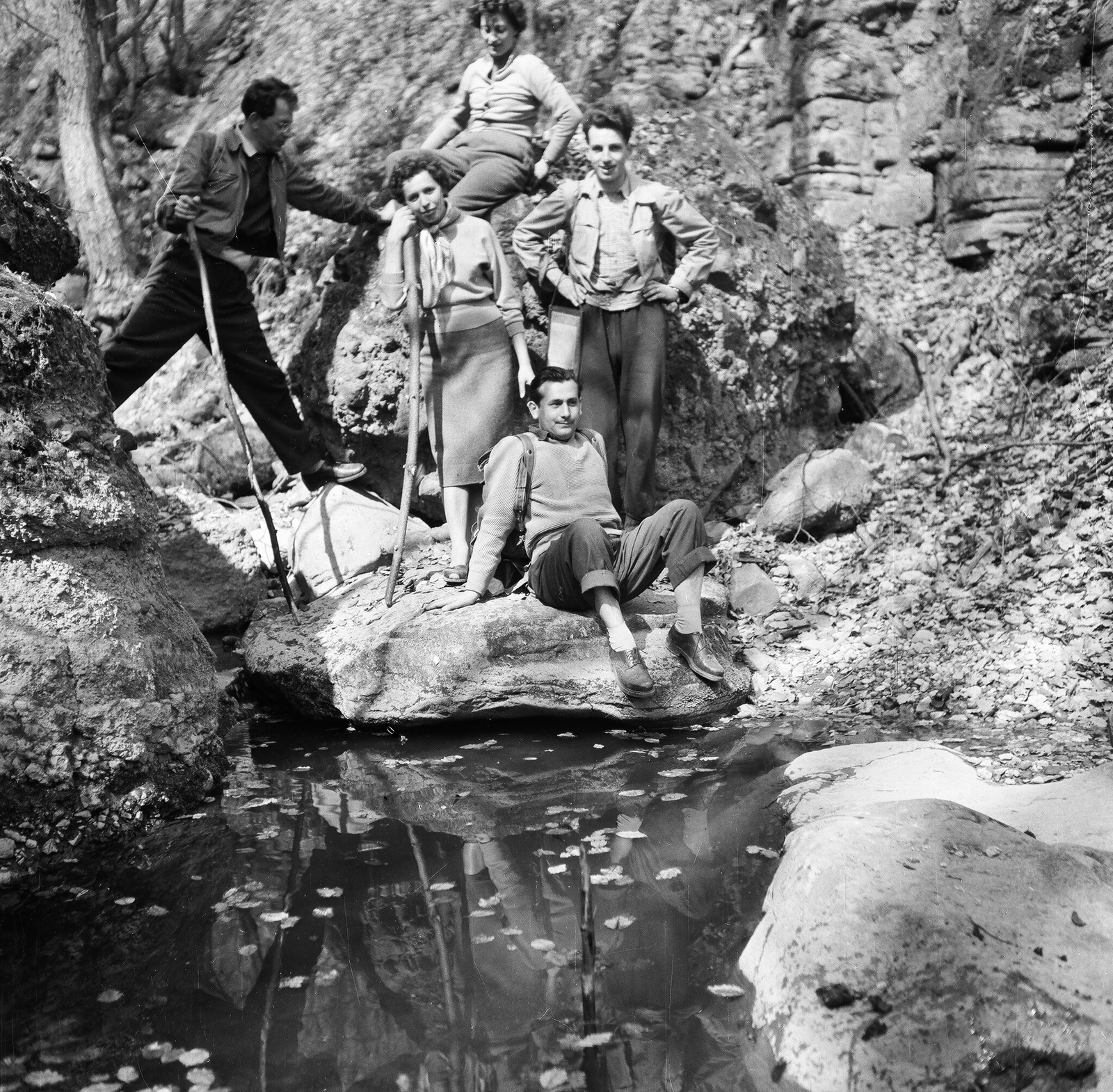 Hungary, Börzsöny., 1959, Umann Kornél, excursion, stream, Fortepan #28096