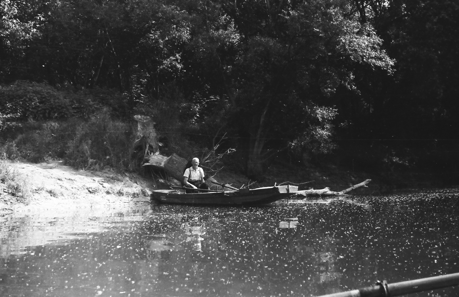 1959, Umann Kornél, fishing, barge, Fortepan #28099