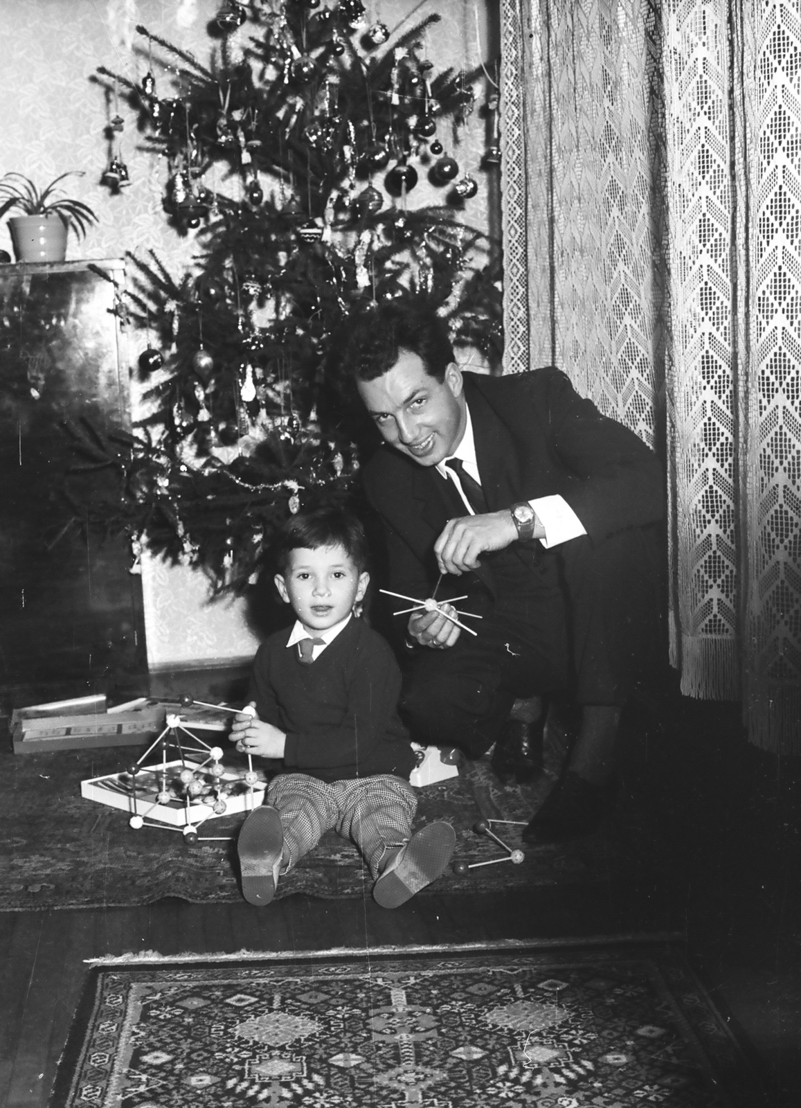 1965, Umann Kornél, Christmas, interior, Fortepan #28174
