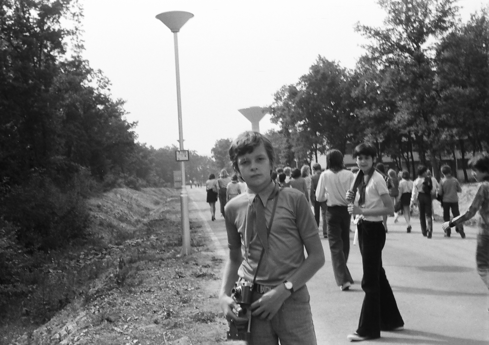 Hungary,Lake Balaton, Zánka, Úttörőváros (később Gyermek és Ifjúsági Centrum)., 1979, Umann Kornél, water tower, camera, Fortepan #28227