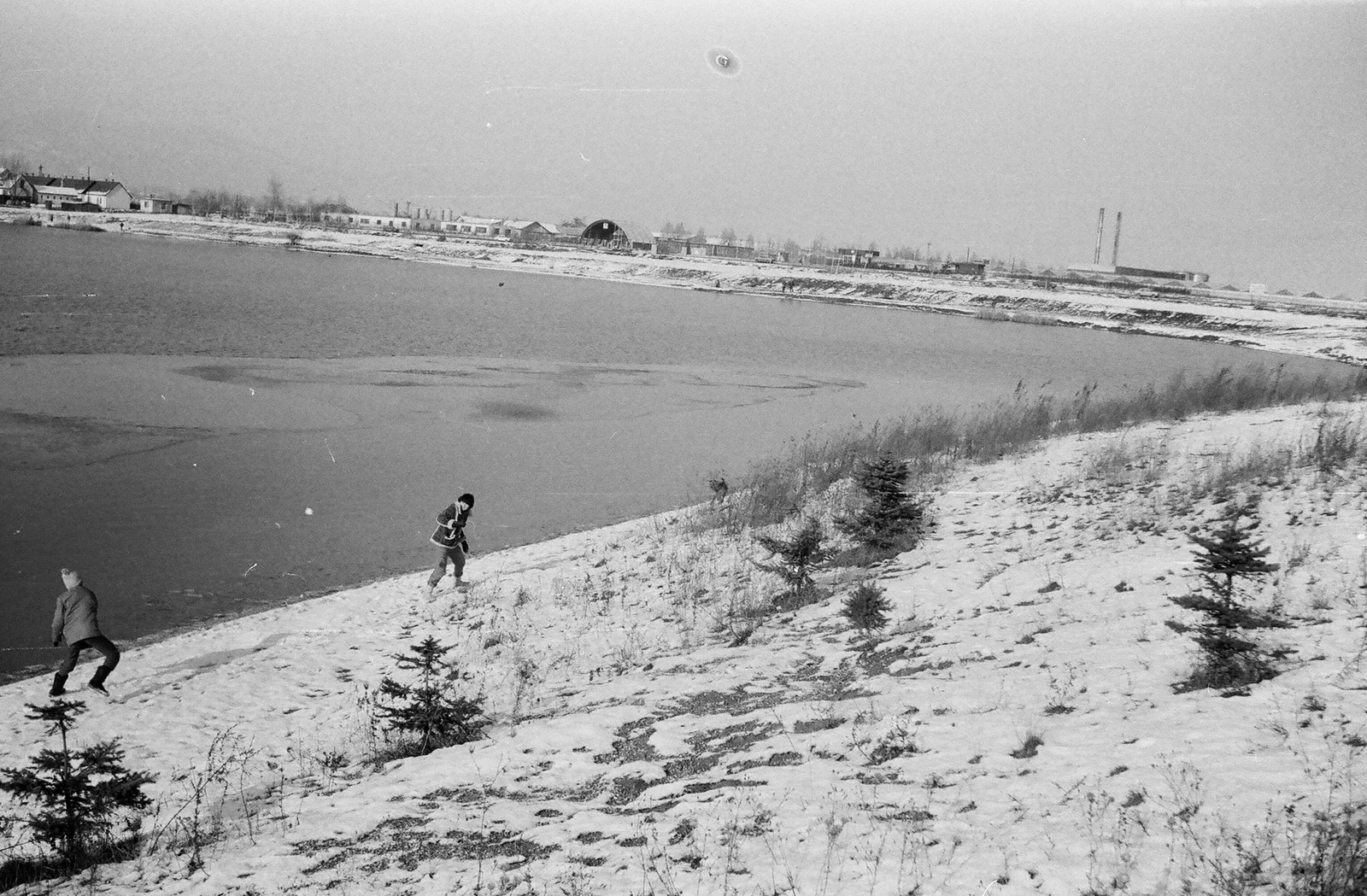 Magyarország, Budakalász, Omszki-tó., 1986, Umann Kornél, tél, hó, Fortepan #28241