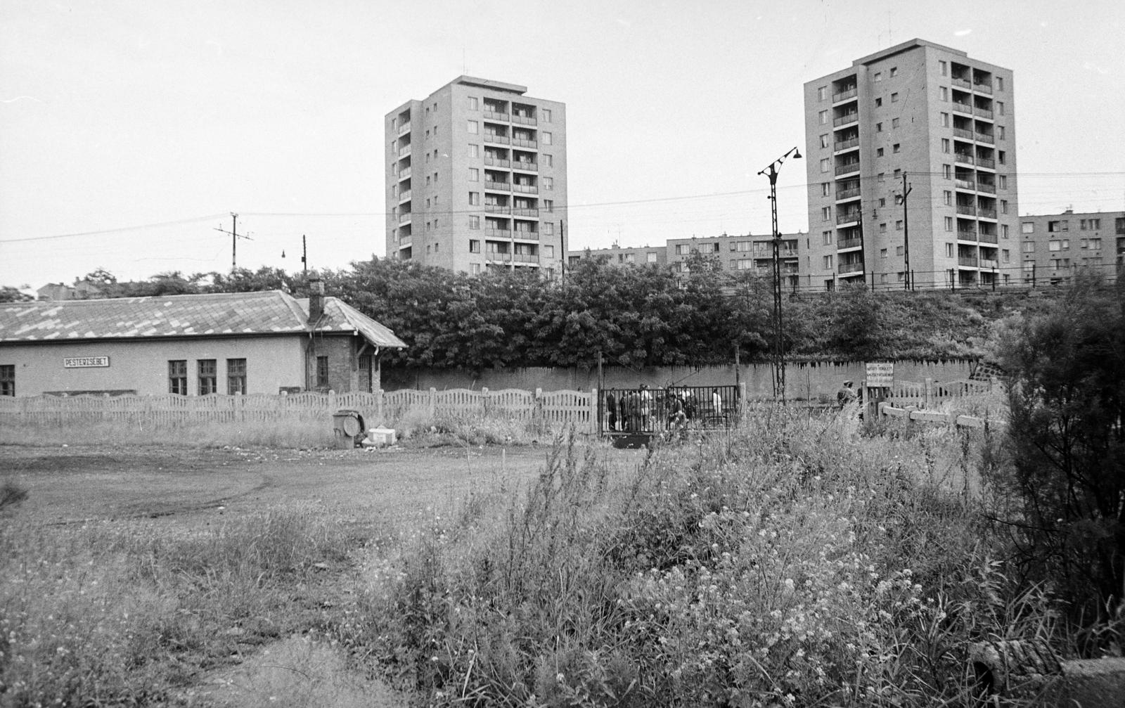 Magyarország, Budapest XX., Zodony utca, Pesterzsébet vasúti megállóhely, fenn a Helsinki út melletti épületek láthatók. A kép forrását kérjük így adja meg: Fortepan / Budapest Főváros Levéltára. Levéltári jelzet: HU.BFL.XV.19.c.10, 1972, Budapest Főváros Levéltára / BRFK helyszínelési fényképei, BRFK Hivatala Bűnügyi Technikai Osztály, Budapest, Fortepan #282656