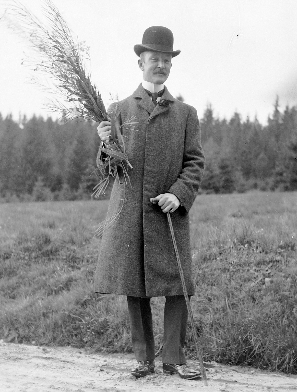 1905, Zichy, woods, hat, man, bowler hat, walking cane, Fortepan #2831