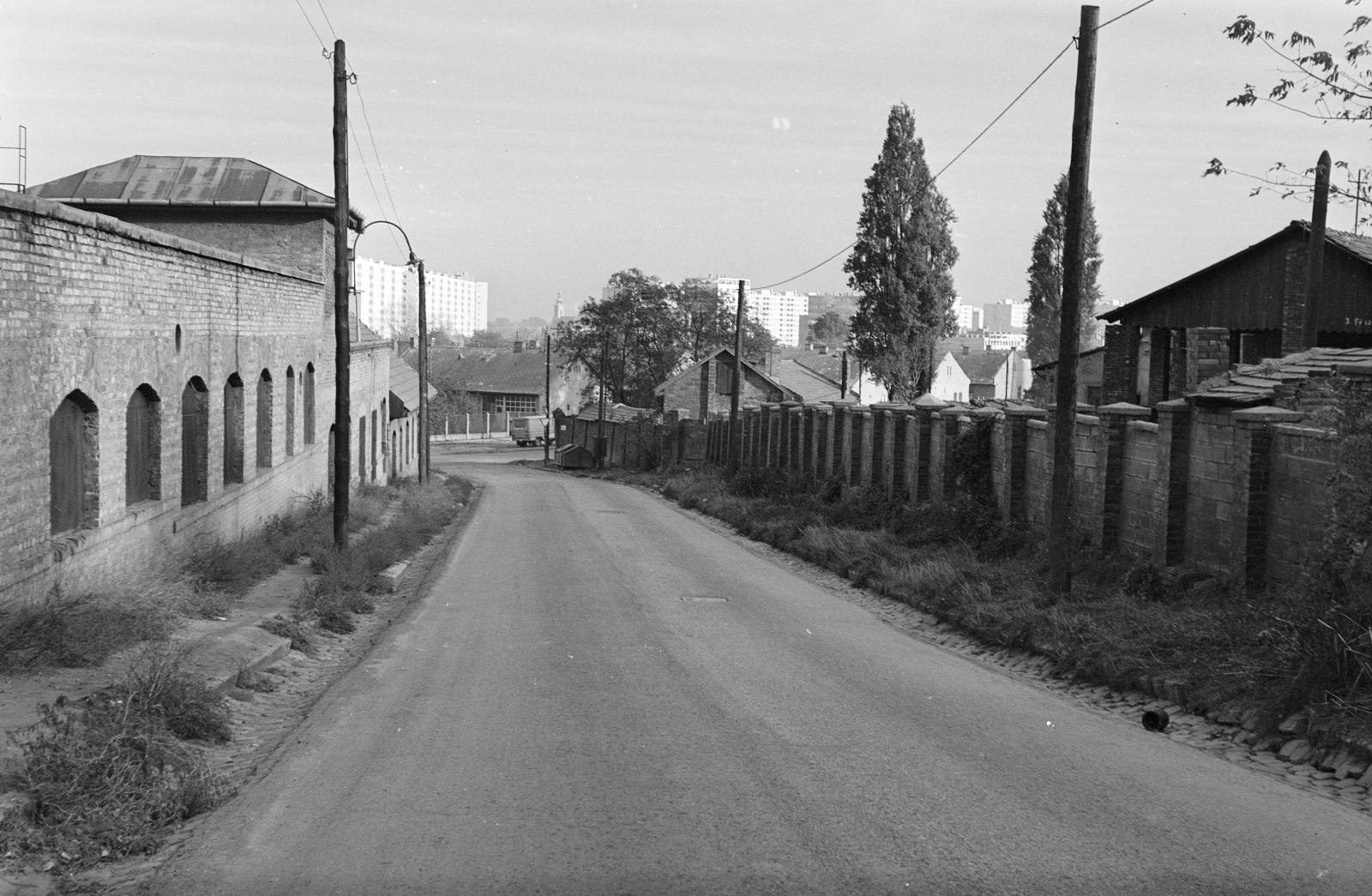 Magyarország, Budapest III., Farkastorki út a Bécsi út felé nézve. A kép forrását kérjük így adja meg: Fortepan / Budapest Főváros Levéltára. Levéltári jelzet: HU.BFL.XV.19.c.10, 1971, Budapest Főváros Levéltára / BRFK helyszínelési fényképei, BRFK Hivatala Bűnügyi Technikai Osztály, Budapest, Fortepan #284240