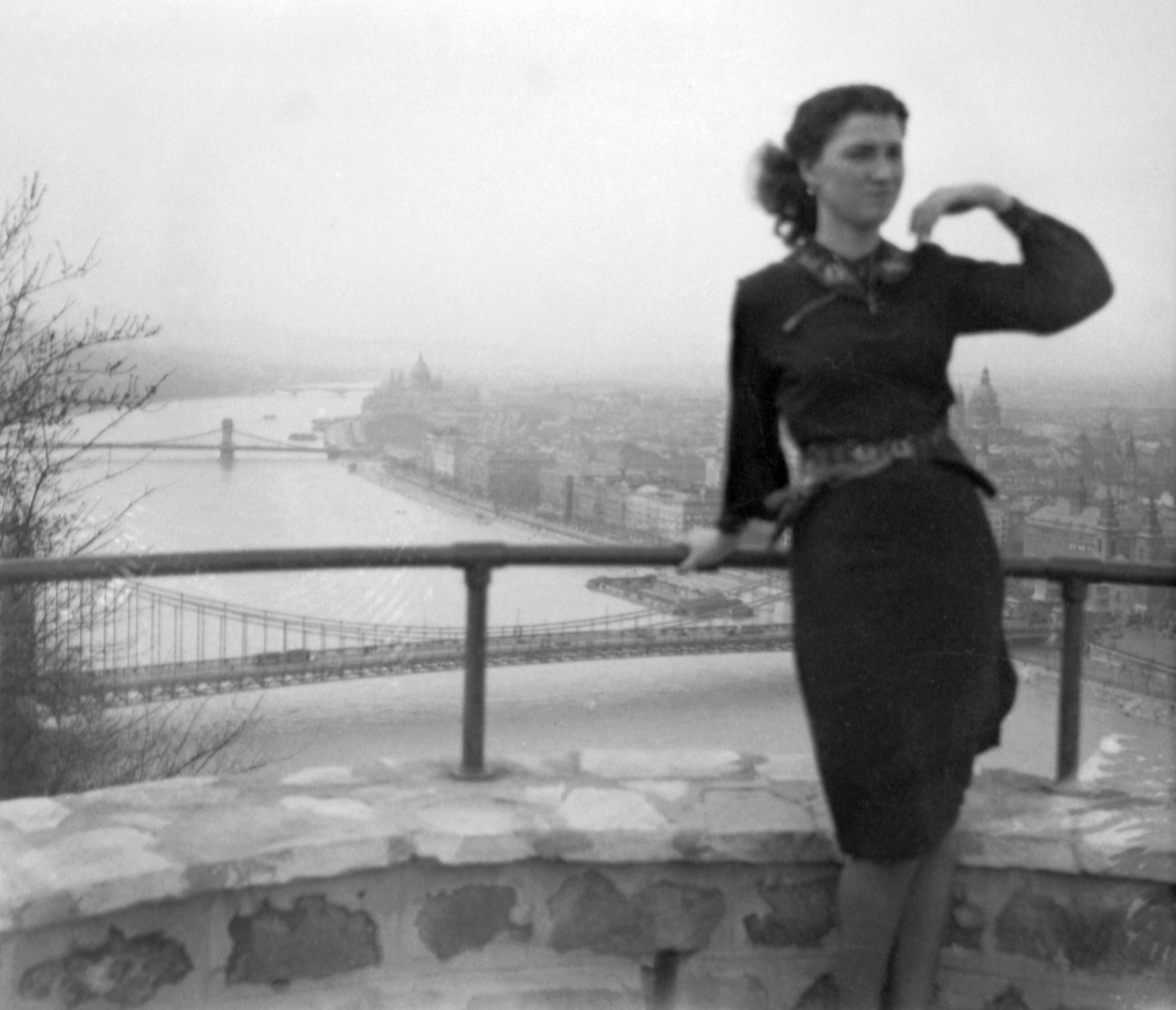 Magyarország, Gellérthegy, Budapest XI., kilátás észak felé a pesti Duna-partra., 1939, Fortepan, nő, Dunafürdő, Budapest, Fortepan #28525