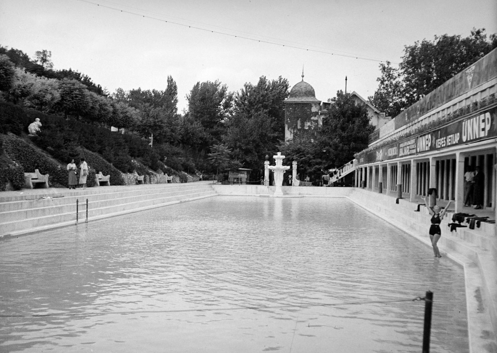 1934, Gara Andor, ad, pool, bathing, Fortepan #285366