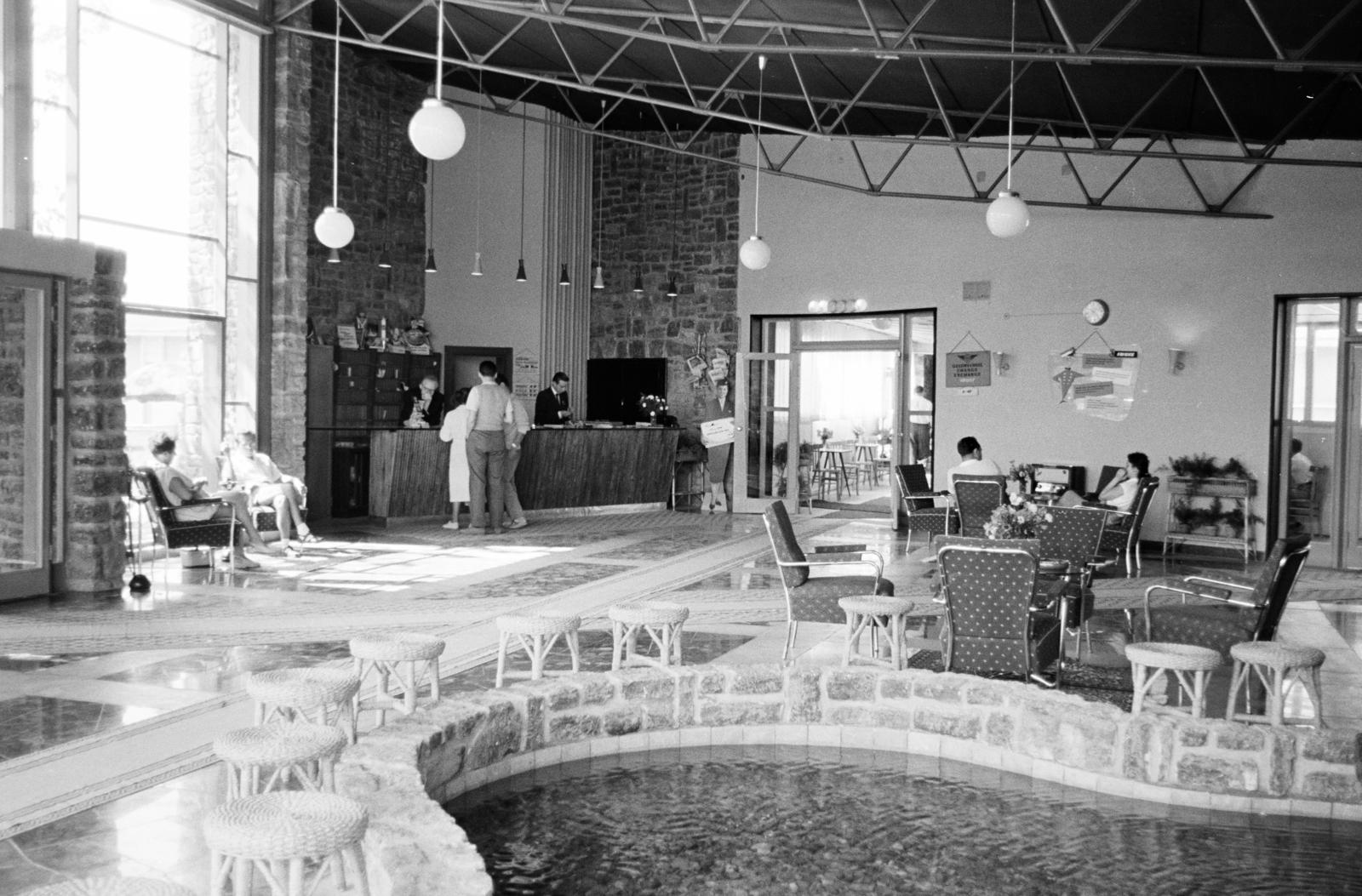 Hungary,Lake Balaton, Tihany, Motel, hall., 1961, Gara Andor, reception, Fortepan #285434