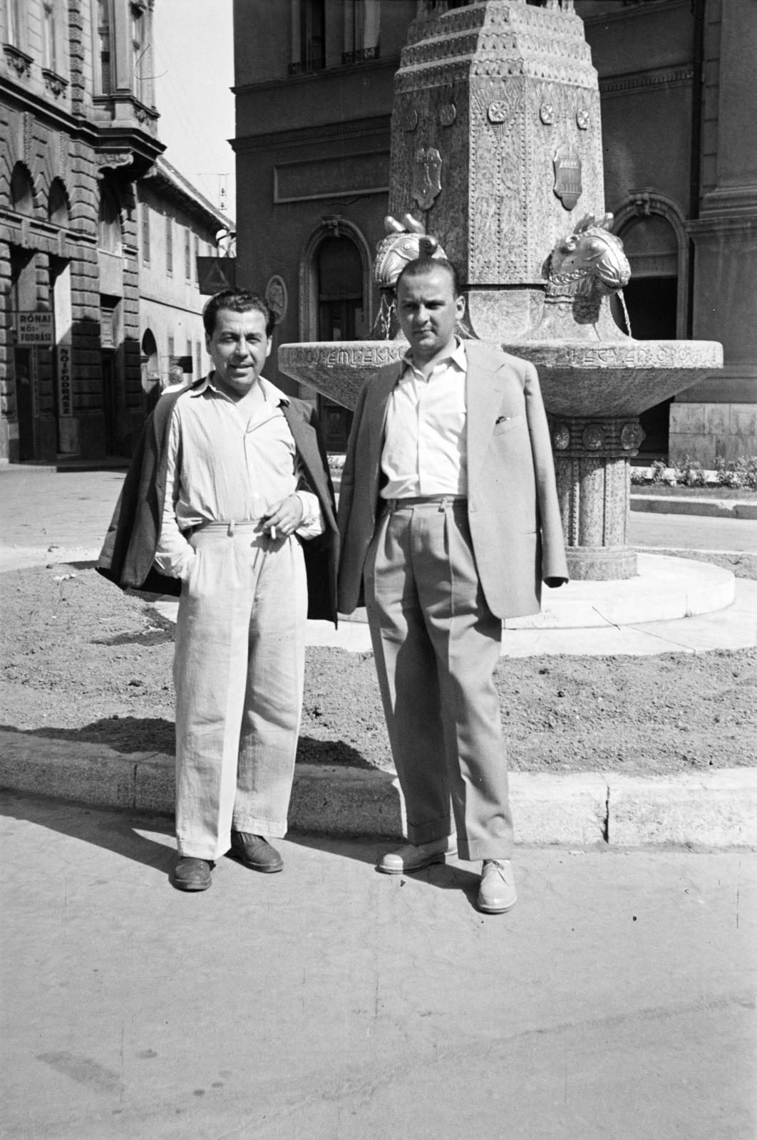 1956, Garaczi László, Fountain, suit, Fortepan #285950