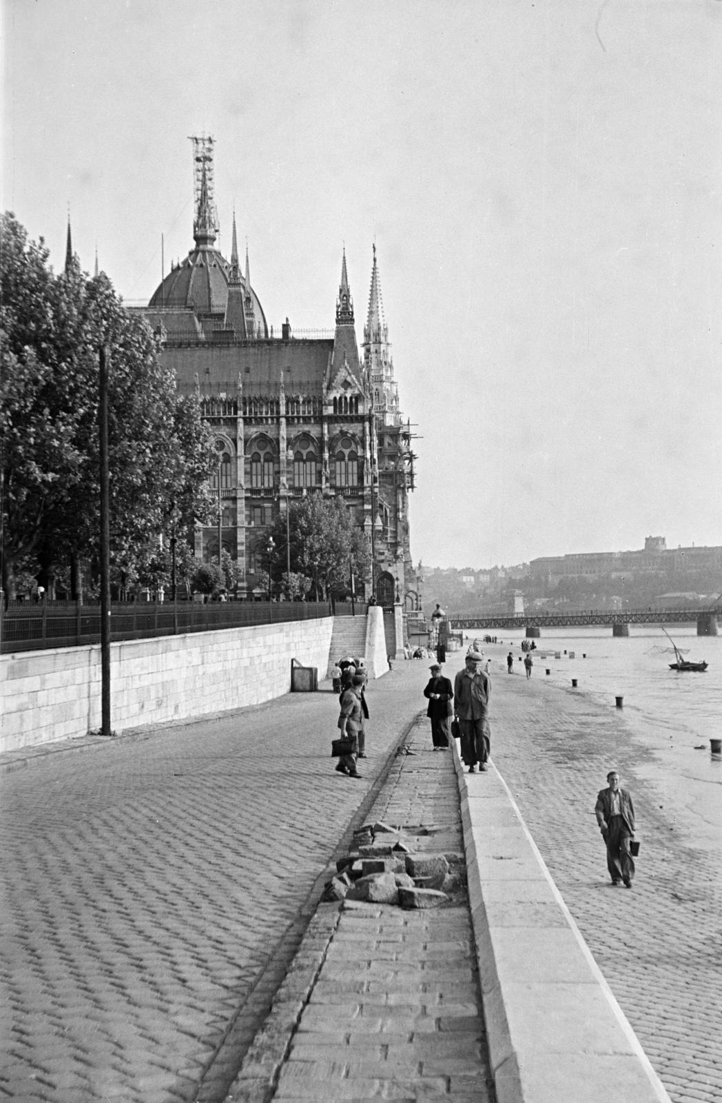 Hungary, Budapest V., pesti alsó rakpart, Parlament., 1957, Garaczi László, Budapest, flood, Fortepan #285993