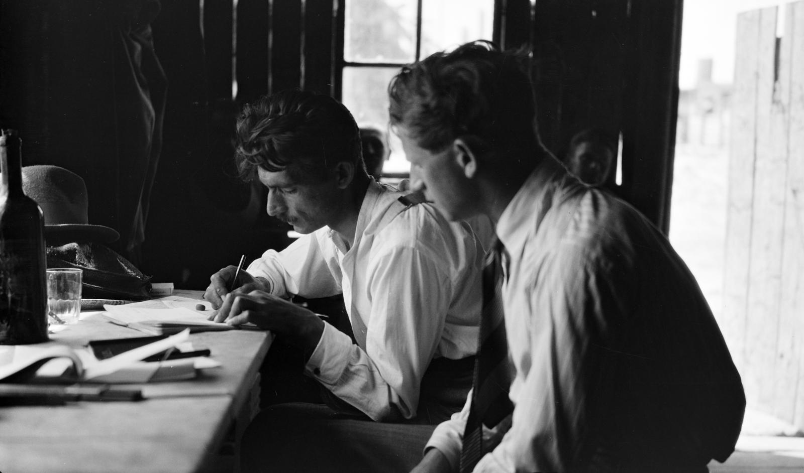 1929, Kieselbach Tamás, writing, Fortepan #286198