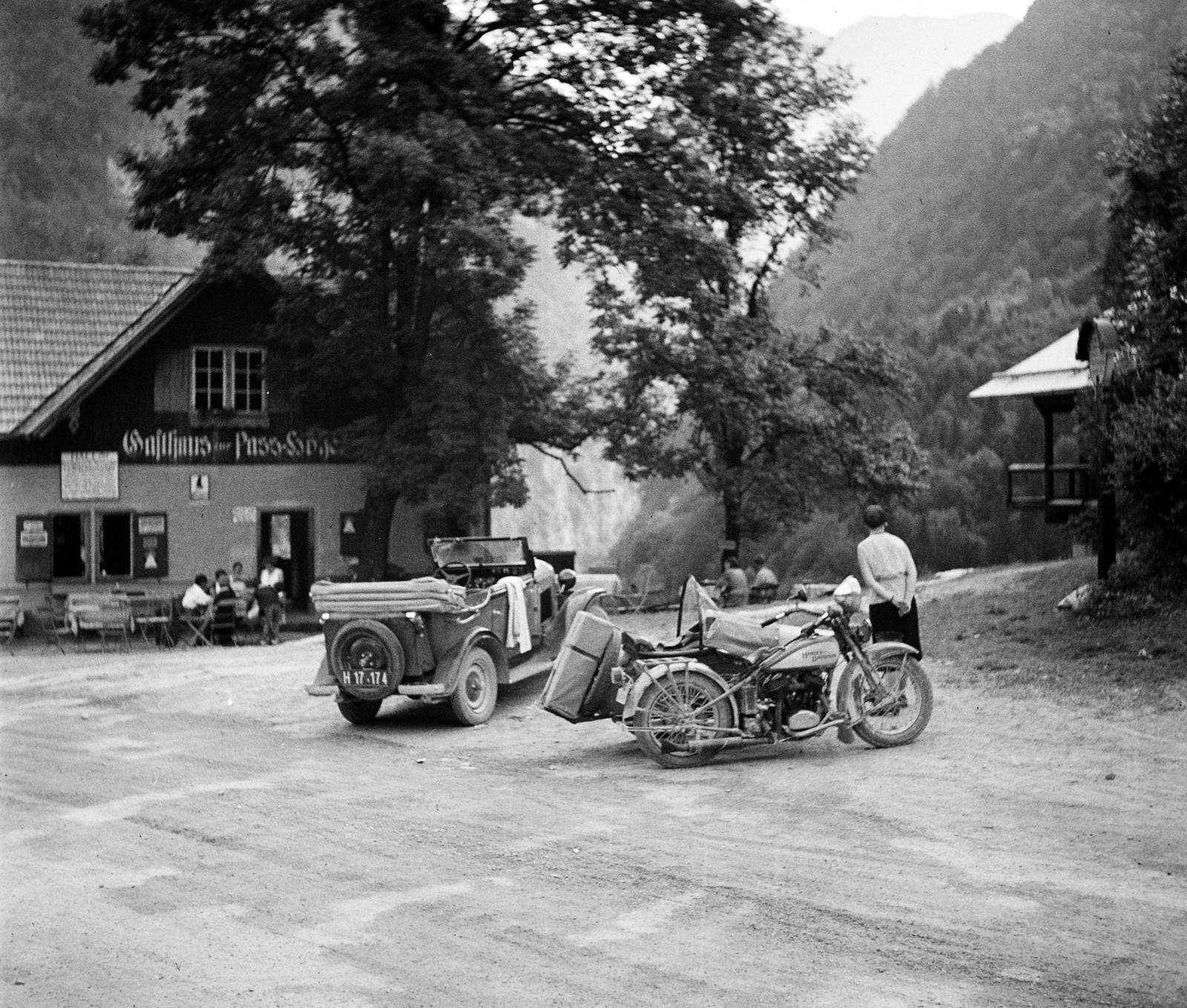 Ausztria, Golling an der Salzach, 1933, Kieselbach Tamás, oldalkocsis motorkerékpár, Fortepan #286299