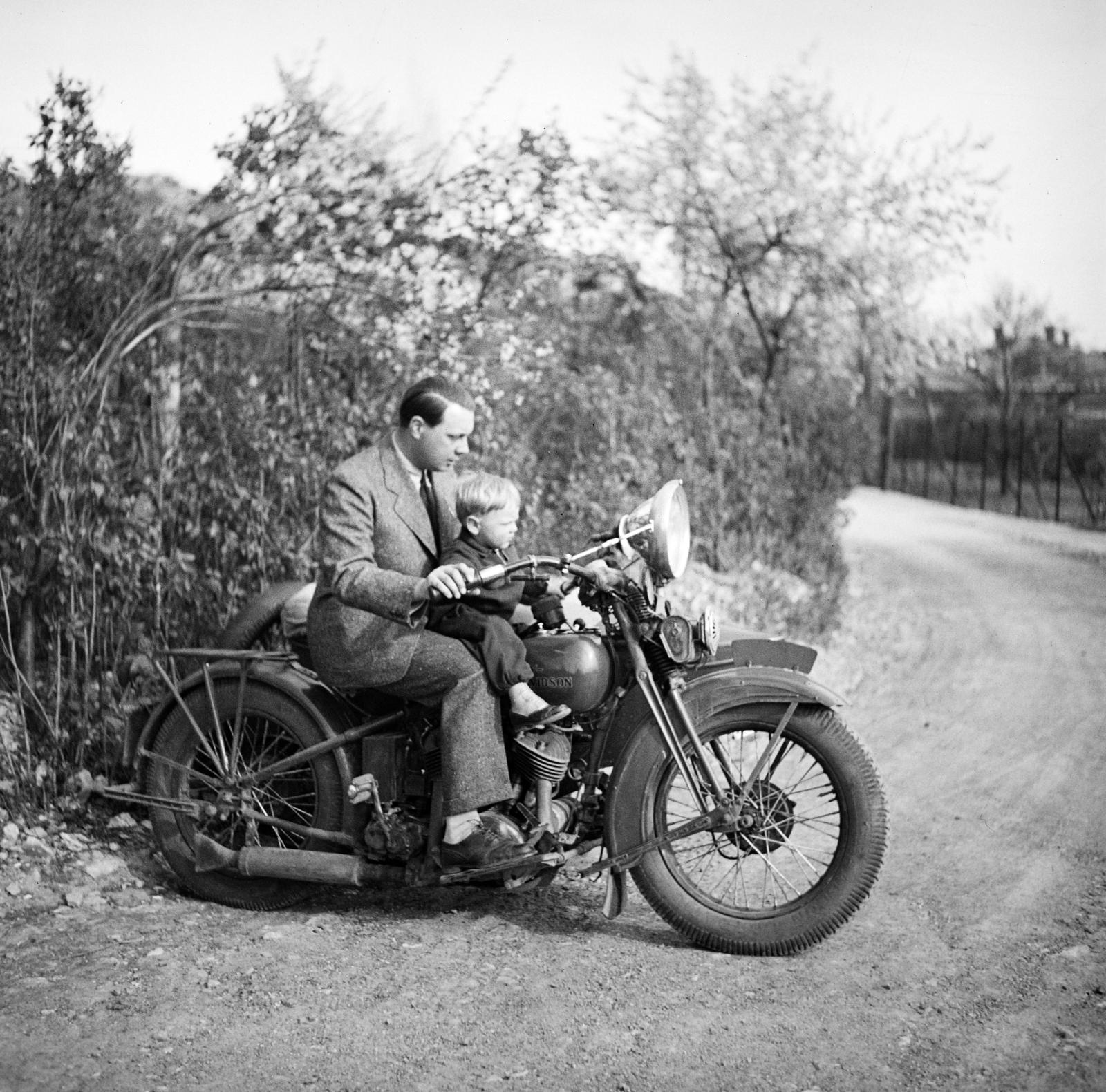 1934, Kieselbach Tamás, motorcycle, Harley-Davidson-brand, motorcycle with sidecar, Fortepan #286334