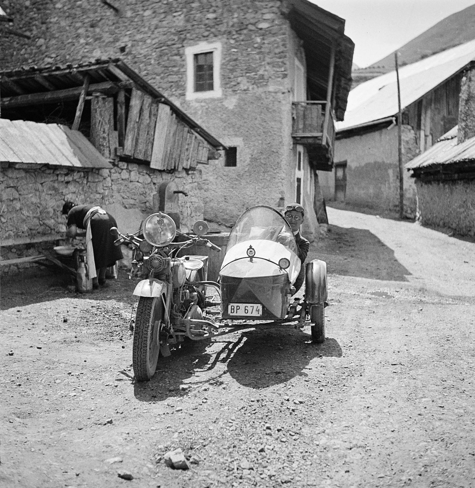 1934, Kieselbach Tamás, Harley-Davidson-brand, motorcycle with sidecar, Fortepan #286433
