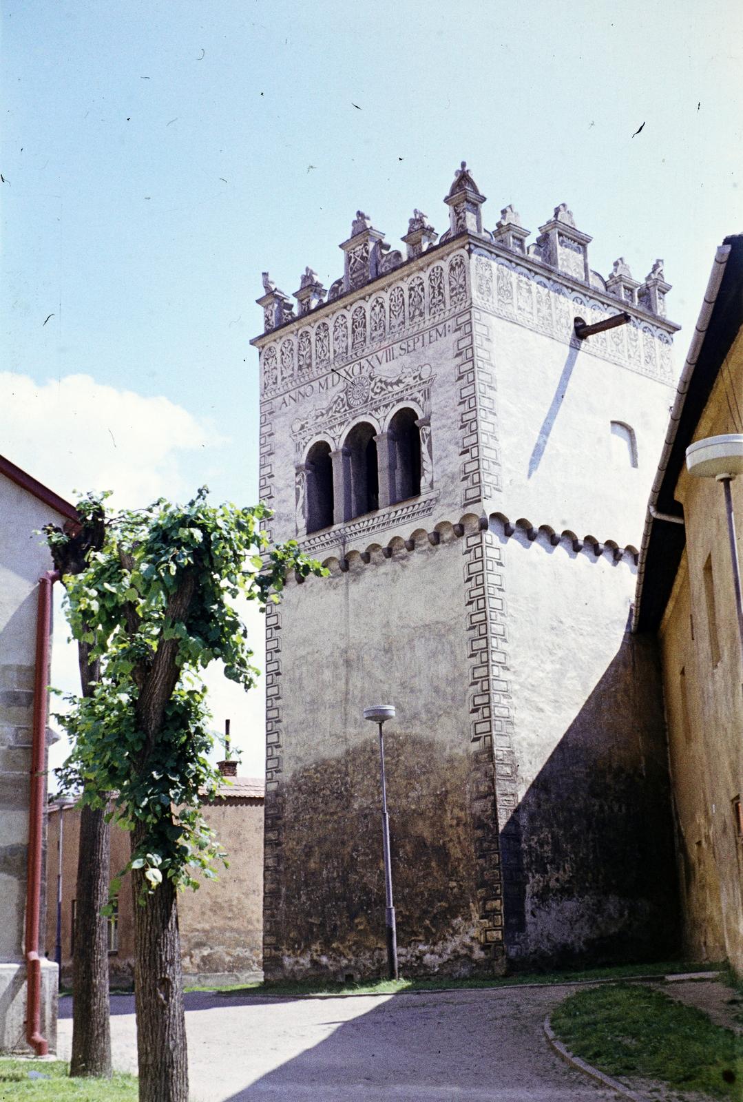 Slovakia, Kežmarok, a Szent Kereszt-templom harangtornya., 1976, Kozák, colorful, Czechoslovakia, Fortepan #286568