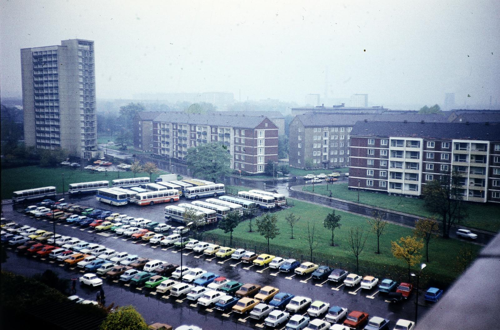 Germany, Dresden, kilátás az Interhotel Königsteinből, Reitbahnstraße., 1983, Kozák, colorful, GDR, Fortepan #286813