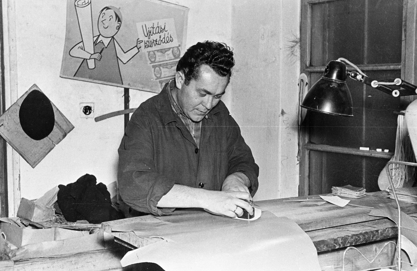 1960, Tóth Ákos, leather goods, poster, Fortepan #287268