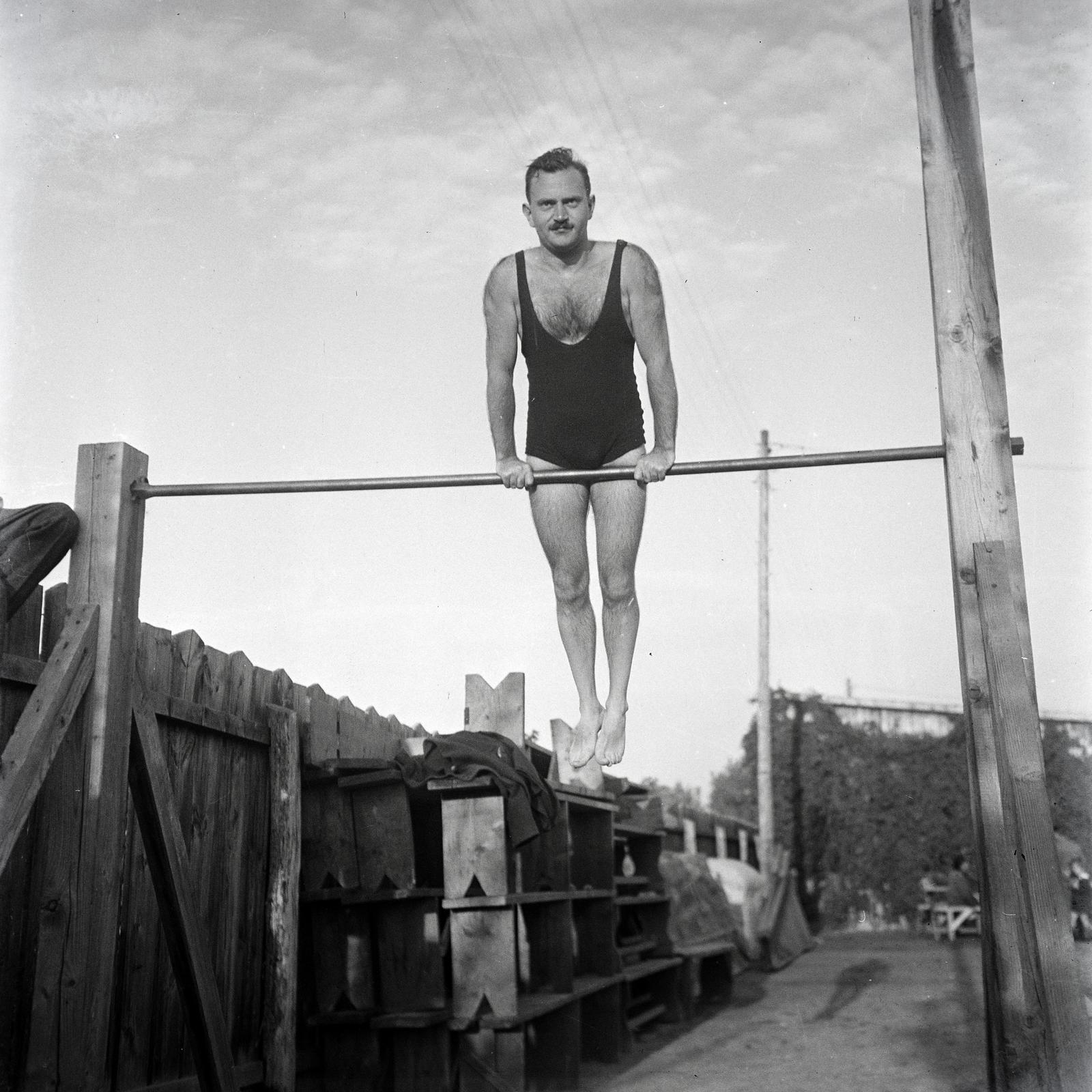1934, Fábián István, Best of, moustache, gymnast, hairy chest, man, Fortepan #287779