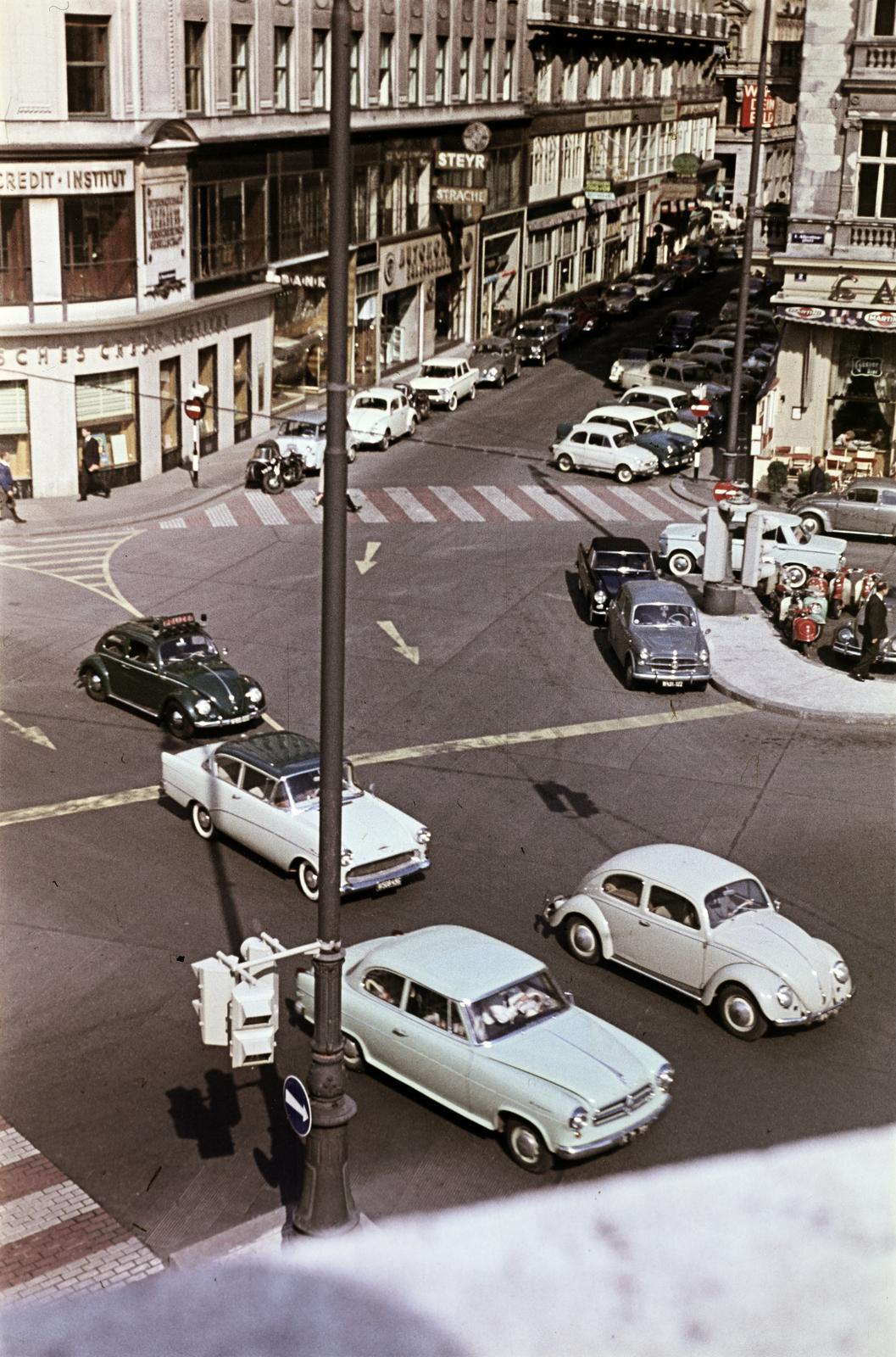 1962, Csaba László örökösei, Borgward Isabella, Borgward-márka, Volkswagen Bogár, Opel Rekord P1, színes, Fortepan #287982