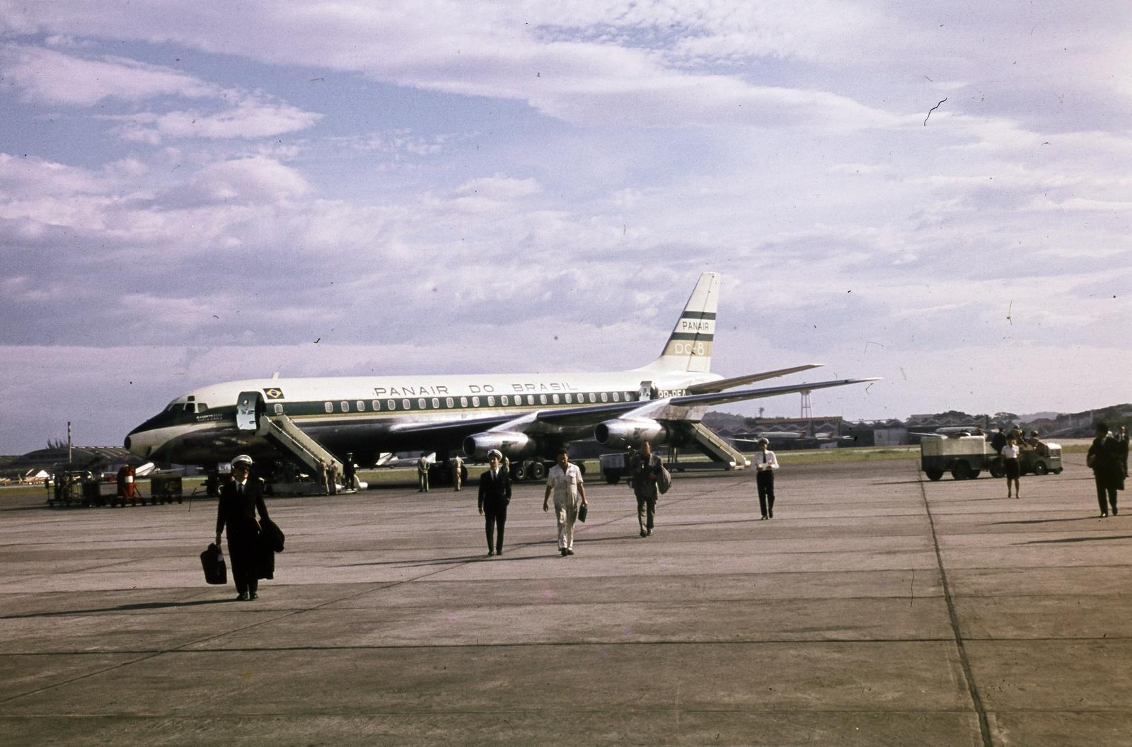 1962, Csaba László örökösei, repülőtér, McDonnell Douglas DC-8, Panair Do Brasil légitársaság, Fortepan #287989